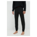 Pyžamové nohavice HUGO pánske, čierna farba, jednofarebná