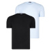 DUAL SET T8569 DEWBERRY BIKE COLLAR MENS T-SHIRT-BLACK-BLUE