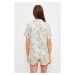 Trendyol Mint Floral Pattern Woven Pajamas Set