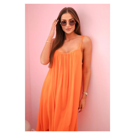 Kesi Włoski Viskózové šaty s ramienkami oranžový
