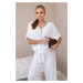 Women's set blouse + trousers - white