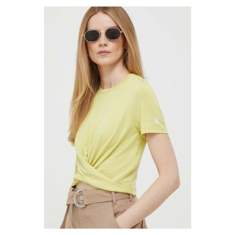 Tričko Calvin Klein Jeans dámsky, žltá farba