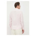 Ľanová košeľa BOSS BOSS ORANGE ružová farba, regular, s klasickým golierom, 50489344