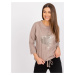 Dark beige women's cotton blouse Elizabeth RUE PARIS