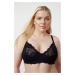 Trendyol Curve Black Lace Demi Covered Knitted Plus Size Bra