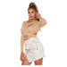 Sexy Faux Leather Wrap Around-Look Mini Skirt CAPPUCCINO