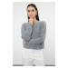 Trendyol Anthracite Soft Texture Pearl Detail Jacket Look Knitted Cardigan