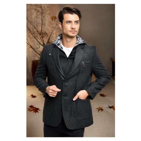 K7540 DEWBERRY MEN'S COAT-LIGHT PATTERNED ANTHRACITE