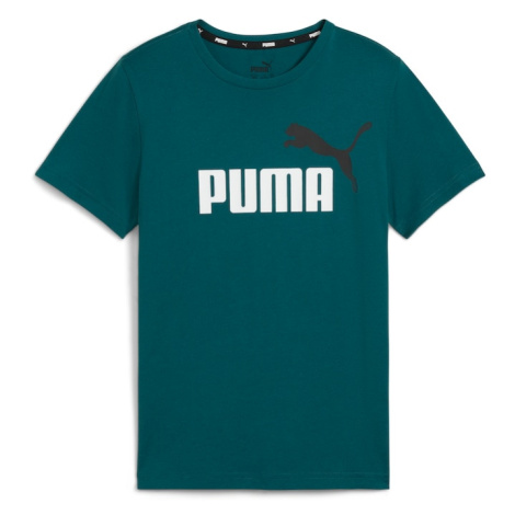 PUMA Tričko 'ESS+'  smaragdová / čierna / biela