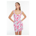 Trendyol Pink Woven Floral Strappy Mini Woven Dress