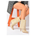 Fox Shoes Beige Suede Women's Thin Heeled Daily Boots