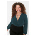 Trendyol Curve Green Sandy Knitted Plus Size Blouse