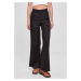 Women's High Canvas Mixed Wide Trousers Black