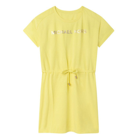 Dievčenské bavlnené šaty Michael Kors žltá farba, mini, áčkový strih