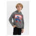 DEFACTO Boy Marvel Logo Only Hooded Thick Sweatshirt