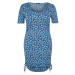 Trendyol Curve Blue Floral Pattern Knitted Dress with Smocking Details on the Sides and Fitting