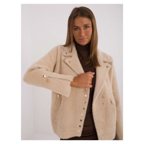 BÉŽOVÝ DÁMSKY KABÁTIK Z ALPAKY MBM-KR-250.77-BEIGE