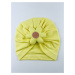 Detská turbánová čiapka- Flower, žltá 0-9m.