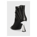 Kožené členkové topánky Karl Lagerfeld DEBUT dámske, čierna farba, na vysokom podpätku, KL32063