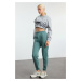 Trendyol Dark Mint Ribbed Basic Jogger Thick Polar Fleece Knitted Sweatpants