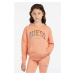 Detská bavlnená mikina Guess oranžová farba, s kapucňou, s nášivkou