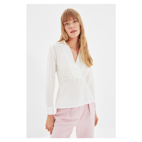 Trendyol Ecru Double Breasted Collar Blouse