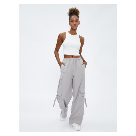 Koton Cargo Pants Wide Leg, Relaxed Cut, Multiple Pockets on the Side.