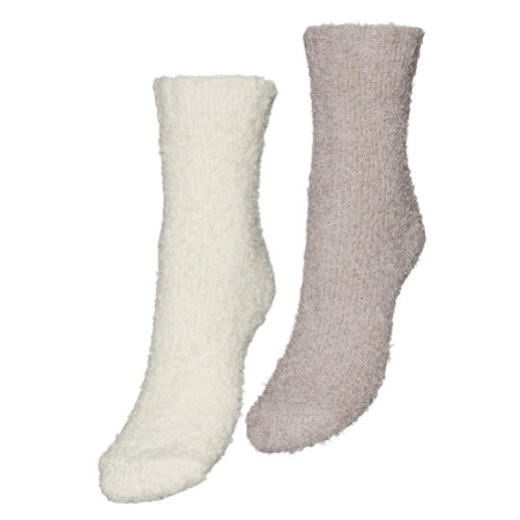 Vero Moda Súprava 2 párov vysokých dámskych ponožiek 10303981 Béžová