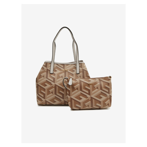 Brown Ladies Patterned Handbag 2in1 Guess Vikky - Ladies