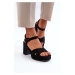 Women's sandals made of eco-friendly suede on a high heel and platform, black sakane