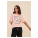 Trendyol Powder Boyfriend Knitted T-Shirt powder pink