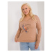 Camel plus size blouse with print