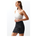 Trendyol Anthracite Rose Detailed Striped Mini Skirt