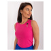 Women's dark pink top with decorative brooch