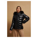 Quilted jacket with fur hood