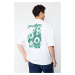 Trendyol White Oversize/Wide Cut Crew Neck Floral Printed 100% Cotton T-Shirt