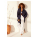 Trendyol Navy Blue 100% Linen Oversize Shirt