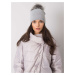 Gray winter cap with pompom