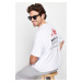 Trendyol White Oversize Printed Embroidered 100% Cotton T-Shirt