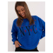 Dark blue sweatshirt without hood with embroidery