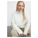 Trendyol Curve Ecru Turtleneck Wide Fit Knitwear Sweater