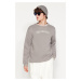 Trendyol Grey Regular/Normal Cut Inside Polar Fleece/Warm Text Printed Sweatshirt