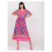 One-size pink pleated dress with oriental motif