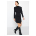 Trendyol Black Premium Textured Crepe Drape Detailed Mini Knitted Dress