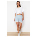 Trendyol Light Blue Ripped Denim Shorts & Bermuda