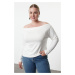 Trendyol Curve Ecru Carmen Collar Knitted Blouse