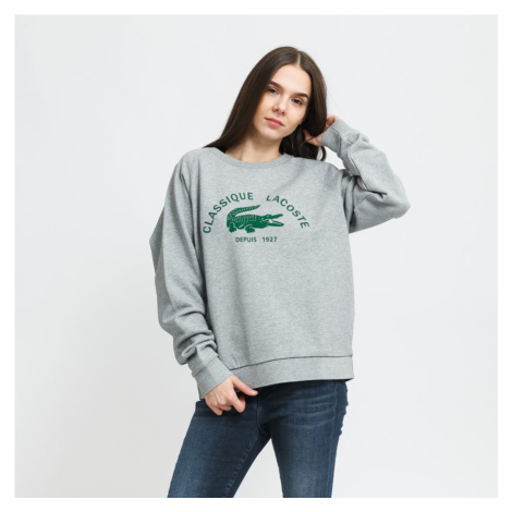 LACOSTE Women’s Crew Neck Vintage Print Lightweight Cotton Fleece Sweatshirt