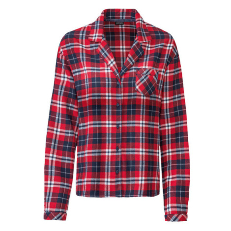 esmara® Dámska flanelová pyžamová košeľa (károvaná/červená/modrá)
