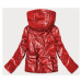Červená lesklá dámska bunda s kapucňou (B9575) Červená