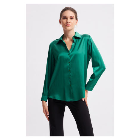 Saténová košeľa Gusto - zelená